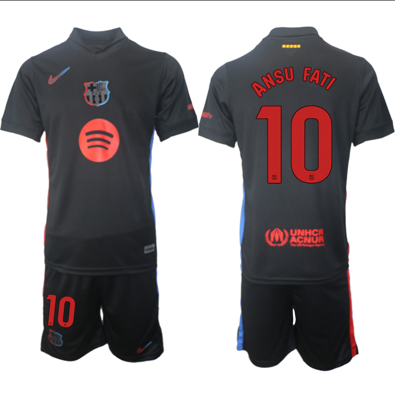 Men 2024-2025 Club Barcelona away Black #10 Soccer Jersey1